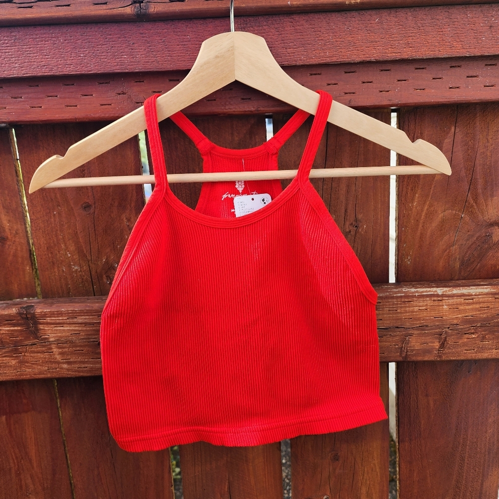 Free People Movement Red Bra Intimates with Spaghetti Straps